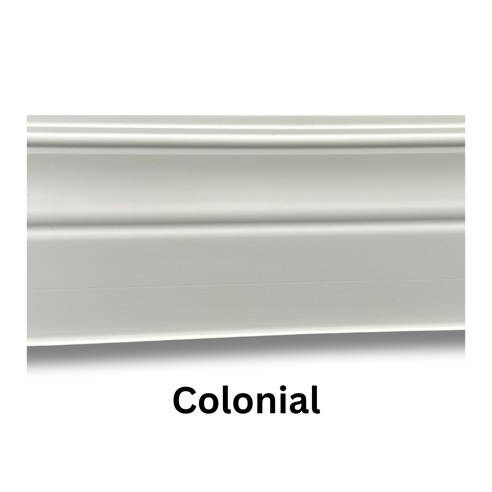 Cosmaroma -  Flex Colonial Baseboard Self Adhesive White -  3 7/8" x 1/4" - Sold per ft